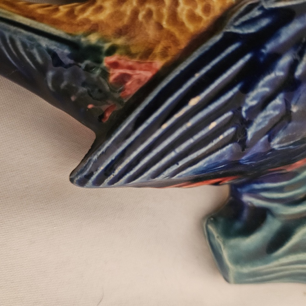 Vintage Colorful Parrot Tree Wall Pocket Planter Japan Ceramic Flower - Picture 8 of 11